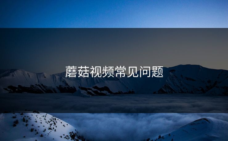 蘑菇视频常见问题